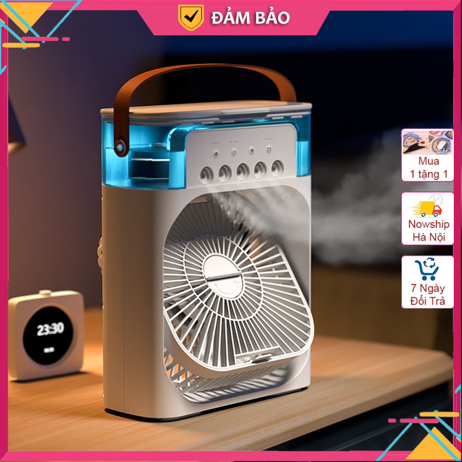 Máy làm mát không khí di động thương hiệu Xibicen, Quạt để bàn siêu mát dung tích chứa nước 600ml