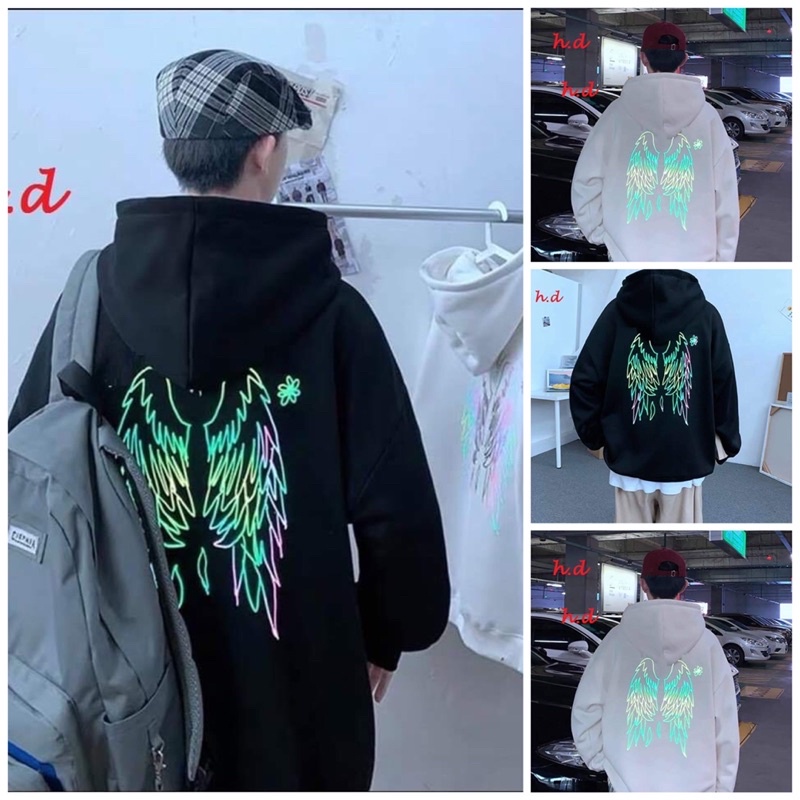 Áo hodie cánh chim phản quang bảy màu unisex nam nữ❤️