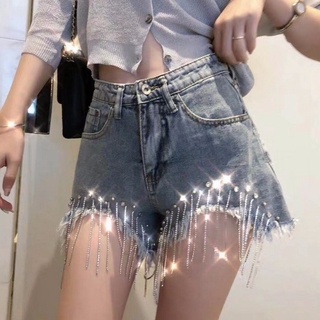 Chân Váy Lưng Cao Đính Đá Phối Tua Rua Thời Trang Mùa Hè Châu Âu 2019