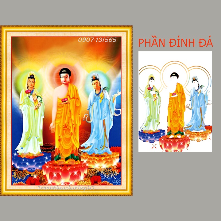 Tranh đính đá Phật Tây phương tam thánh VS476 :85*65cm - tự đính