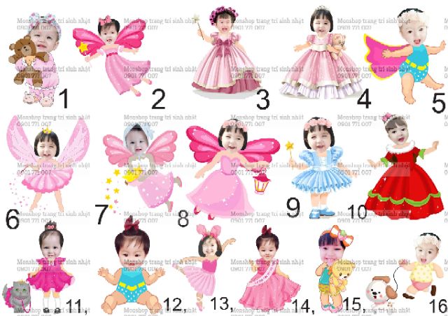 Thiết kế hình Chibi cho bé trang trí tiệc sinh nhật theo yêu cầu | BigBuy360 - bigbuy360.vn