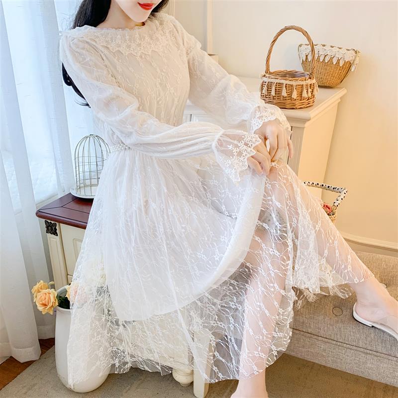 Đầm Dài Qua Gối Hai Dây Sát Nách Bằng Vải Lanh Cotton Phối Ren Nhún Bèo Phong Cách Pháp Thời Trang Mùa Hè