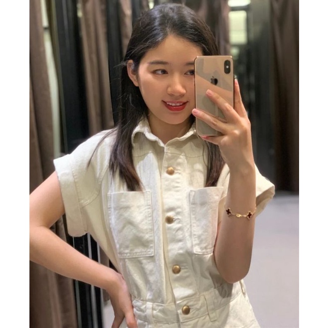 Jumpsuit denim dáng ngắn ZR