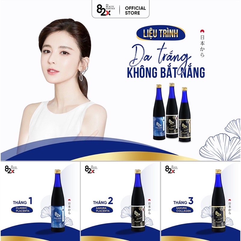 82X LIỆU TRÌNH DA TRẮNG KHÔNG BẮT NẮNG - Classic Placenta + Sakura Placenta + Sakura Collagen đến từ Nhật Bản 500ml