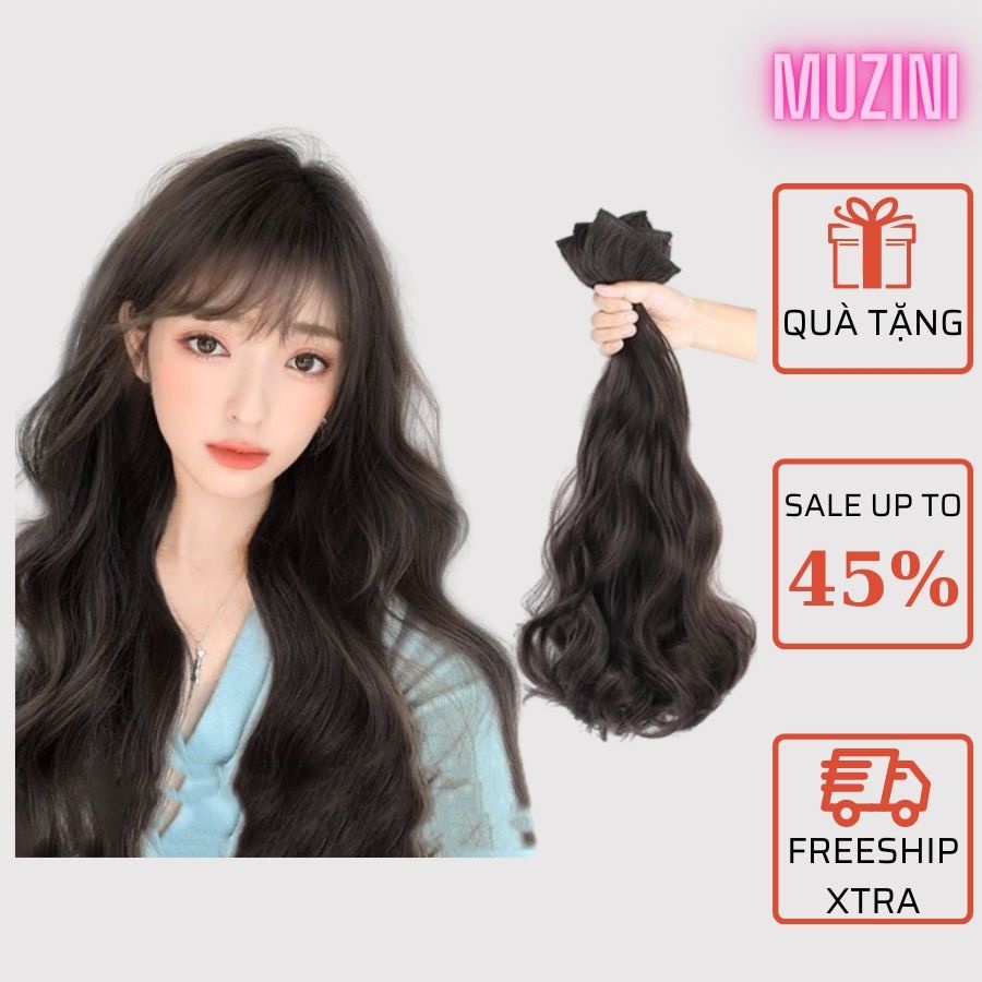 Set 3 kẹp tóc nữ Muzini tóc giả sóng nhẹ mền mượt cao cấp cực xinh TG16