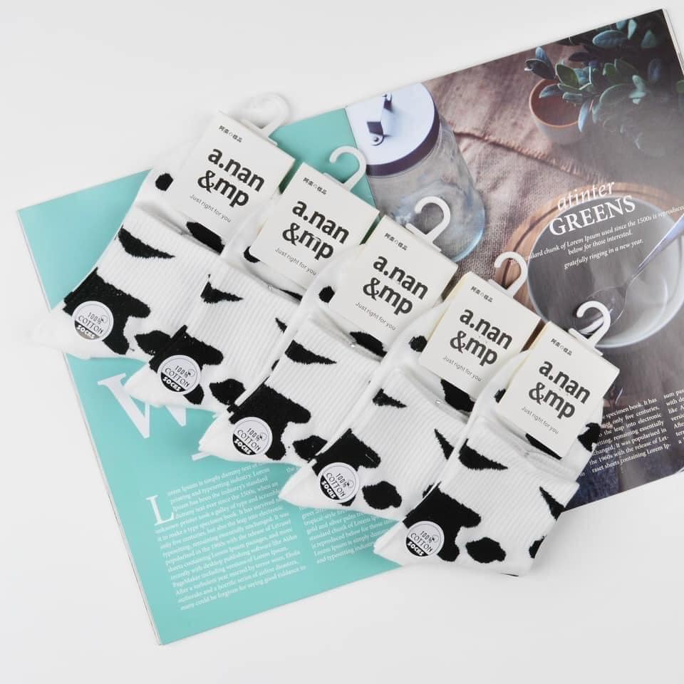 Combo 10 đôi tất họa tiết bò sữa thời trang