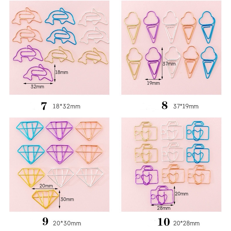 Bộ 10 Kẹp Giấy Đánh Dấu Sách Thiết Kế Khoét Rỗng Tiện Dụng Cho Văn Phòng
