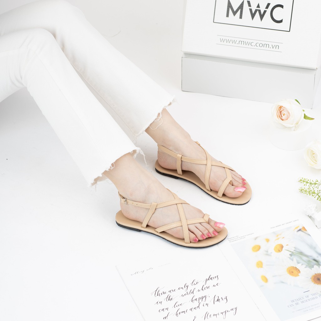 Giày sandal nữ quai đan xỏ ngón MWC NUSD- 2818