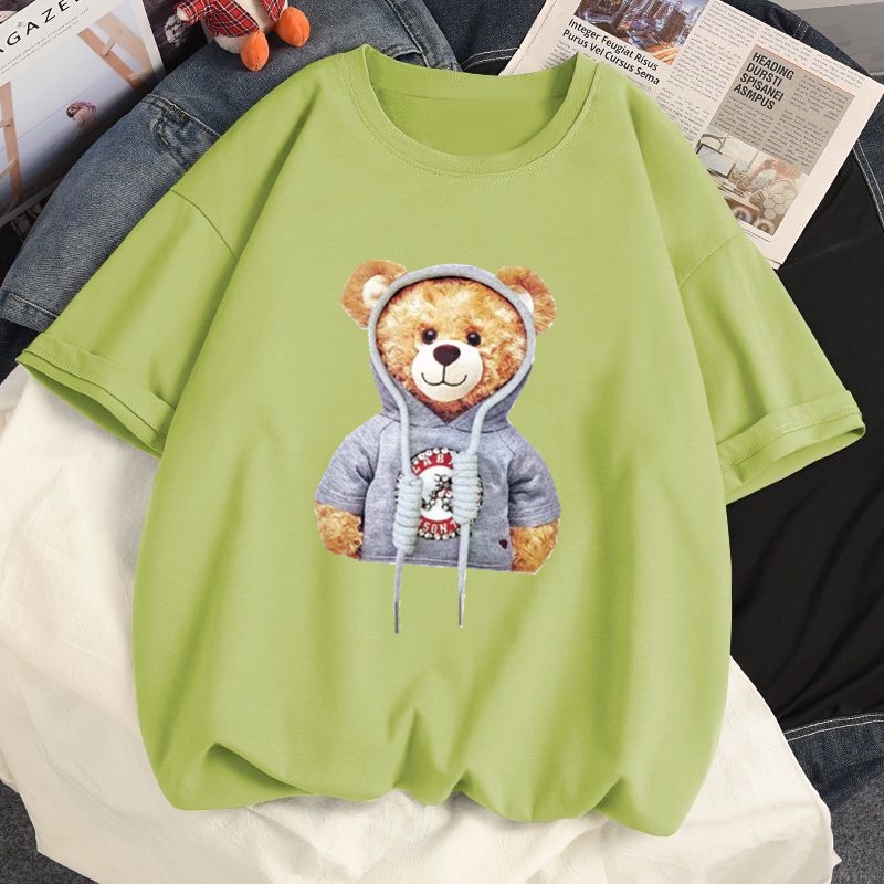 Áo thun SUXI tay ngắn cổ tròn in họa tiết hoạt hình phong cách Hàn Quốc thời trang mùa hè cho nữ