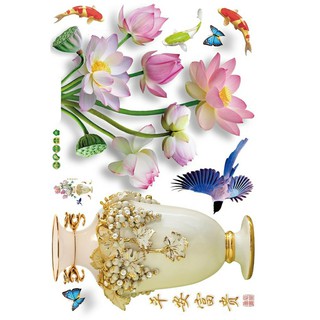 decal dán tường bình hoa sen
