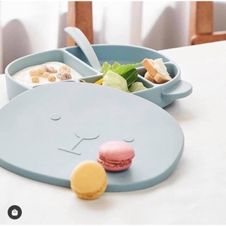 Khay gấu Silicon Poled Hàn đế hít có nắp