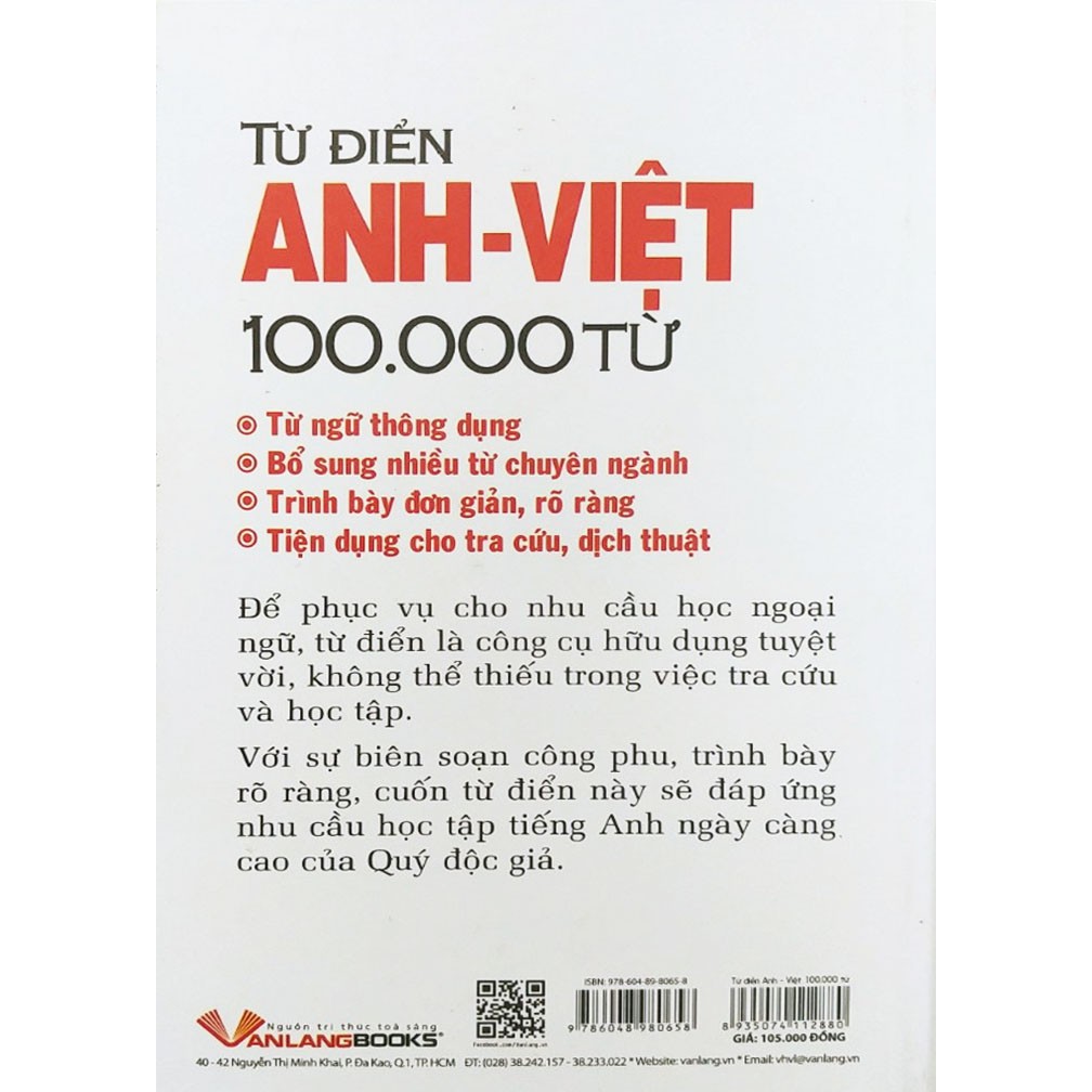 Sách Từ Điển Anh - Việt 100000 Từ Gigabook