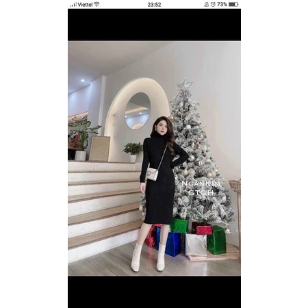 Bigsize đầm ôm tay dài cổ lọ 55-90kg