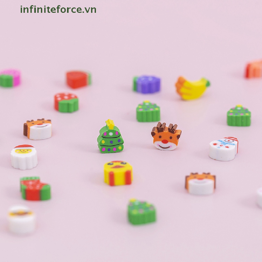 Set 50 Gôm Tẩy Mini Bằng Cao Su Hình Động Vật / Trái Cây / Giáng Sinh Cho Bé