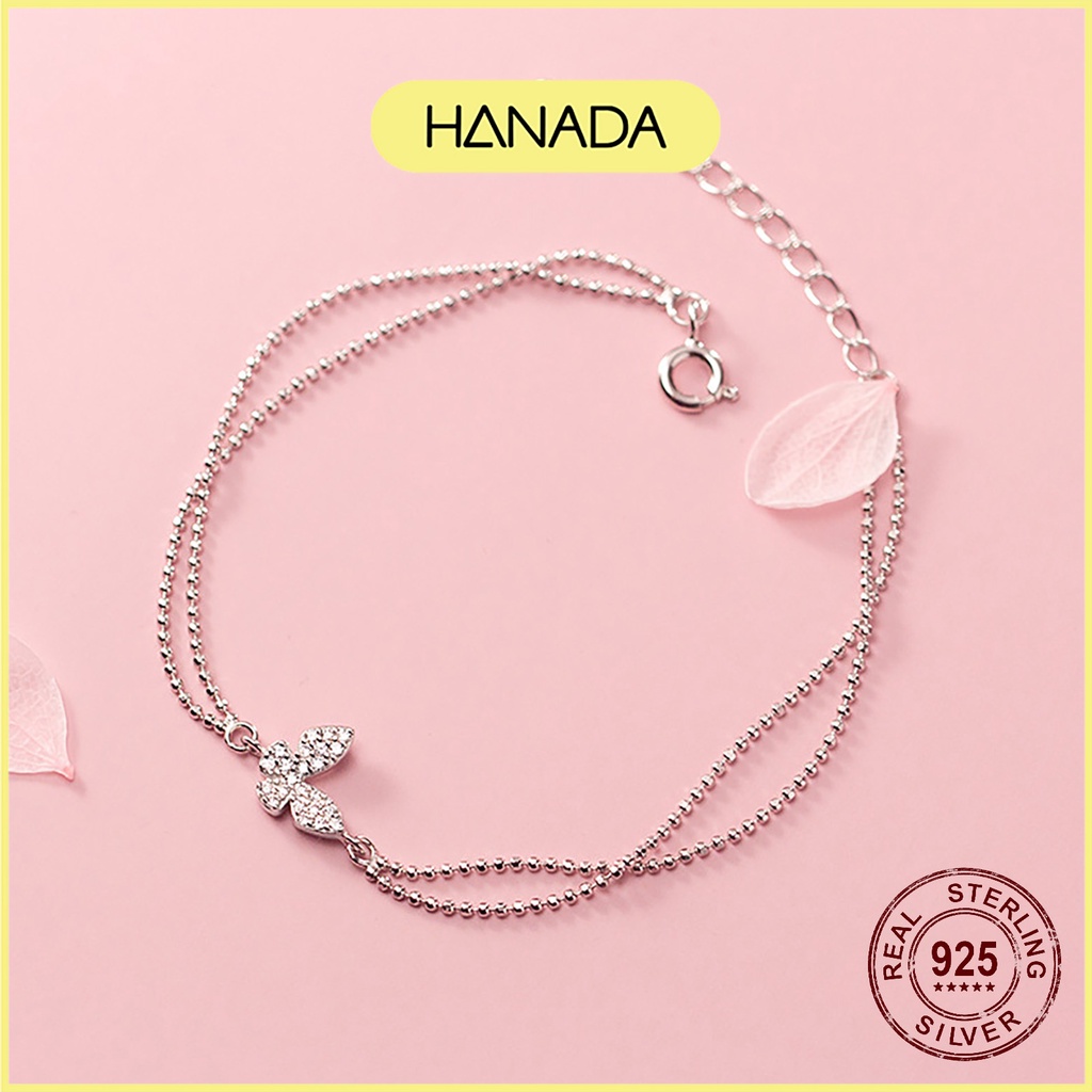 Lắc Tay Bạc 925 Hanada Butterfly Đính Đá 2 Dây 0223 H15