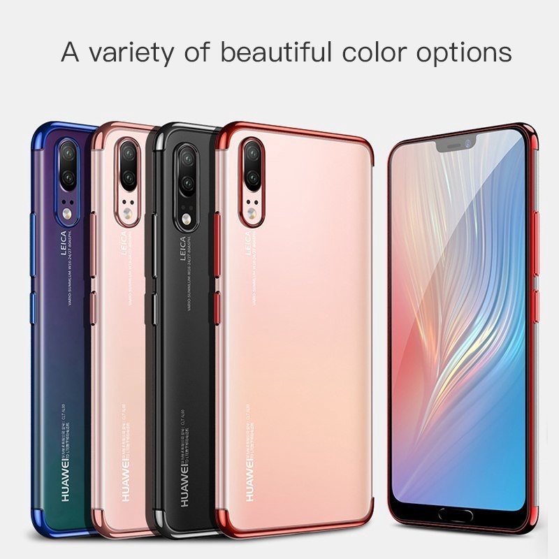 Ốp Lưng Dẻo Trong Suốt Viền Màu Cho Huawei Honor 9x 20 Pro V20 Enjoy 9s 20i 10i Nova 5t