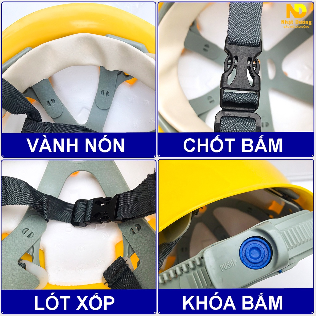 Mũ bảo hộ lao động kiểu nhật HPN01 Nón bảo hộ lao động có xốp màu vàng Nhật Dương