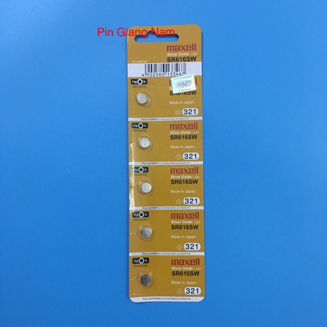 Pin đồng hồ SR616SW / Pin SR616SW 321 Maxell 1.55V vỉ 5 viên