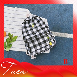 Balo Họa Tiết Caro Đen Trắng In Hình Trái Thơm TCBL010B (ĐEN)