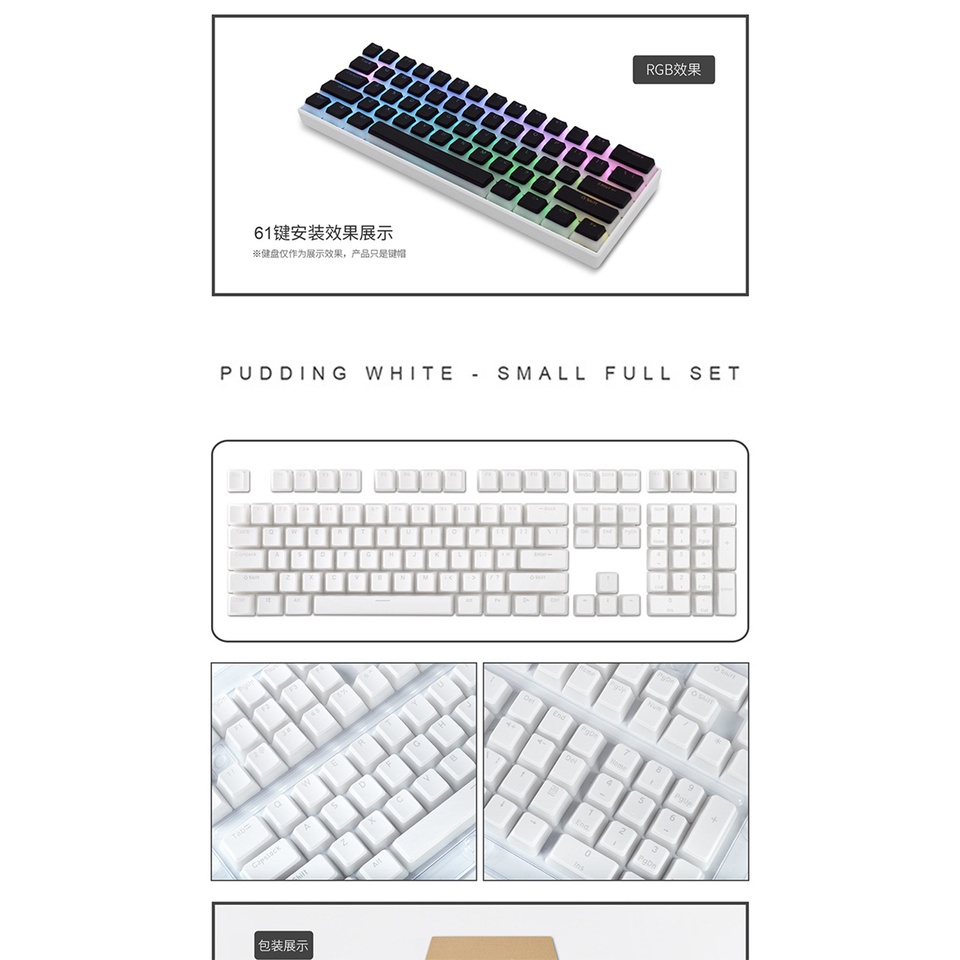 Nắp Đậy Bàn Phím OEM 129 Phím Bằng Nhựa PBT Trong Suốt Hai Màu Cho Bàn Phím Cơ 61 / 62 / 68 / 84 / 87 / 104 / 108 / 980k