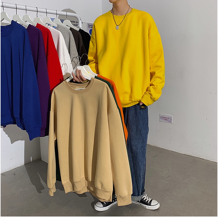 Áo nỉ lót lông unisex trơn 6 màu - Order taobao