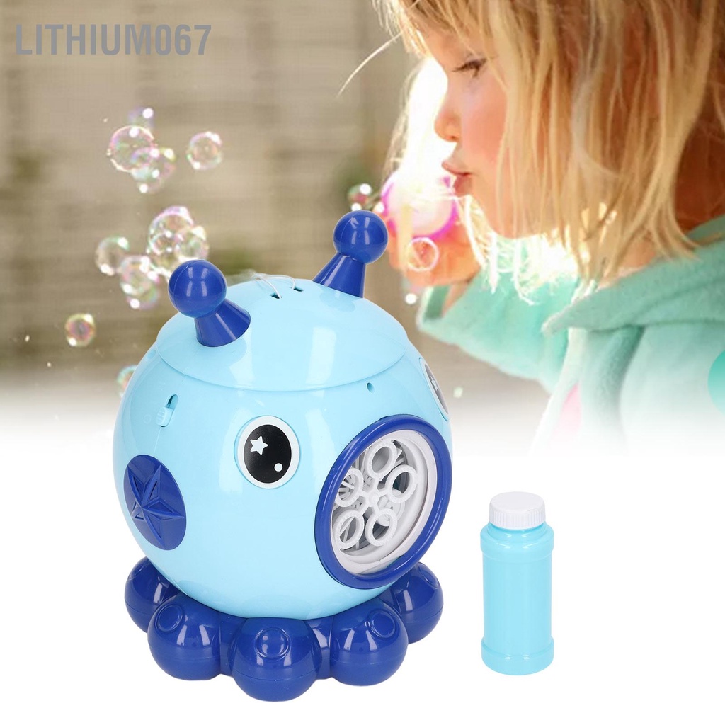☀ Lithium067 Máy tạo bong bóng Phim hoạt hình Bong tự động Nhạc nhẹ Năm lỗ Đồ chơi ngoài trời