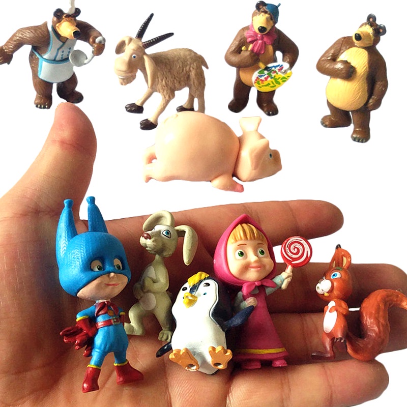 Set 10 Mô Hình Đồ Chơi Nhân Vật Phim Hoạt Hình "Gấu Masha"