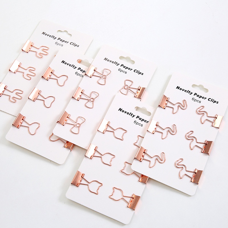 Kẹp giấy kim loại, kẹp giấy a4 cute size lớn nhiều hình dễ thương 1set 6 chiếc