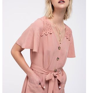 Váy Rayon Hồng Thắt Nơ Eo Xuất Xịn