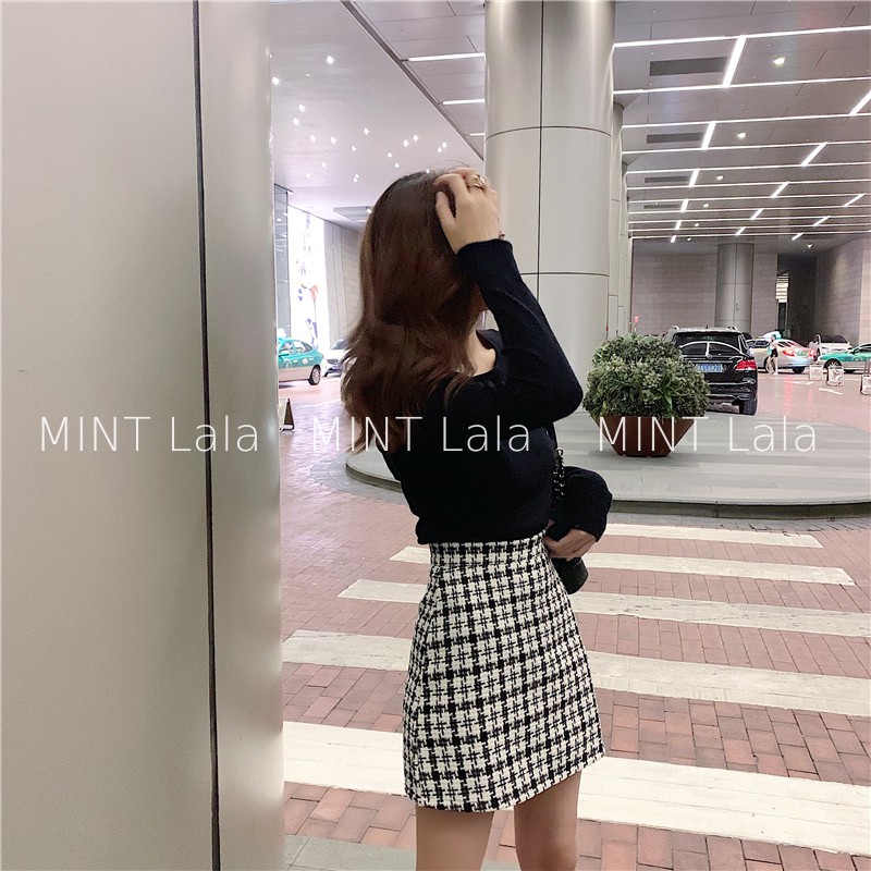 Chân Váy Dạ Hàn Quốc Mùa Đông Vải Kẻ Có Lót Quần | BigBuy360 - bigbuy360.vn