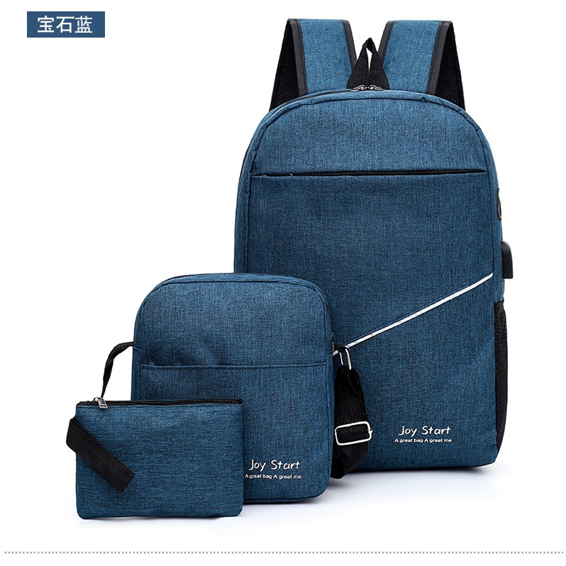 Set Balo – Túi đeo chéo – Ví nhỏ Unisex thiết kê đơn giản có chỗ cắm sạc USB tiện dụng