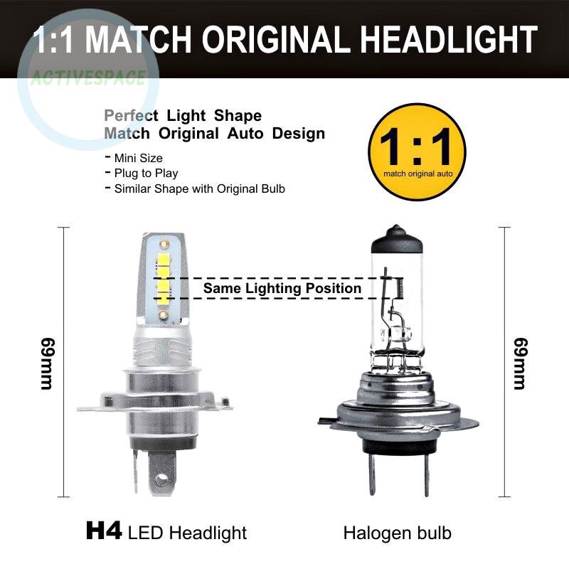 Cặp đèn pha bóng LED xe hơi 20800LM H4 10W 6000K siêu bền