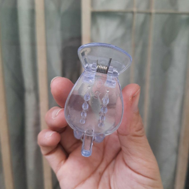 Kẹp tóc 3 răng tròn màu trong