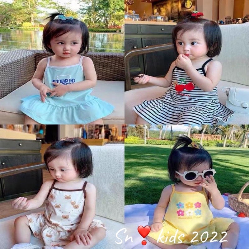 Váy hè 2 dây dễ thương cho bé gái từ 8-18kg, bé 1-4 tuổi
