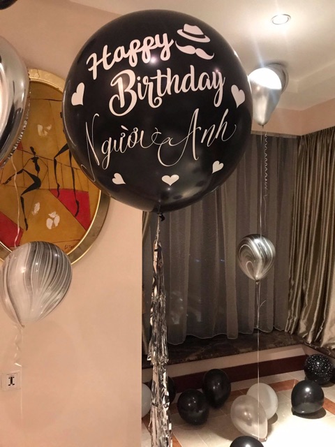 Combo bóng jumbo màu trơn in chữ kèm đầy đủ nguyên liệu tự làm