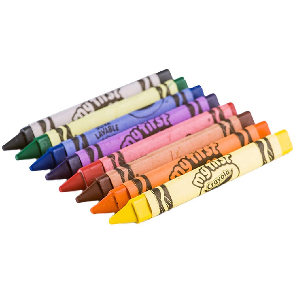 HỘP 8 BÚT MÀU SÁP THÂN TAM GIÁC CHỐNG LĂN - RỬA ĐƯỢC CRAYOLA My First Washable Triangular Crayons ANTI-ROLL, 8 counts