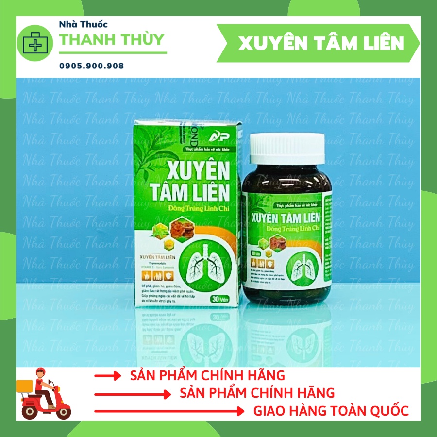 XUYÊN TÂM LIÊN [ Hộp 30 Viên] Viên Uống Thảo Mộc Xuyên Tâm Liên Hỗ Trợ Phòng Ngừa Các Vấn Đề Về Hô Hấp Do Vi Khuẩn Virus