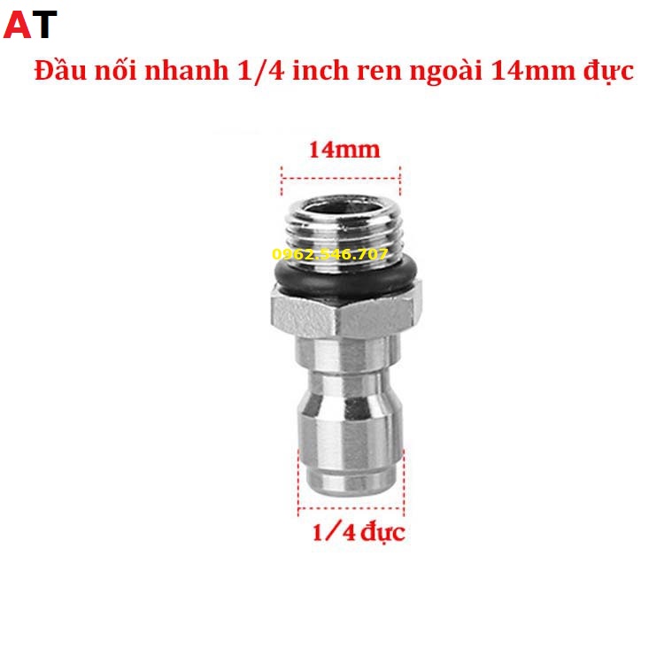 bộ khớp nối nhanh ren 14mm cho máy rửa xe (khớp nối nhanh 1/4)