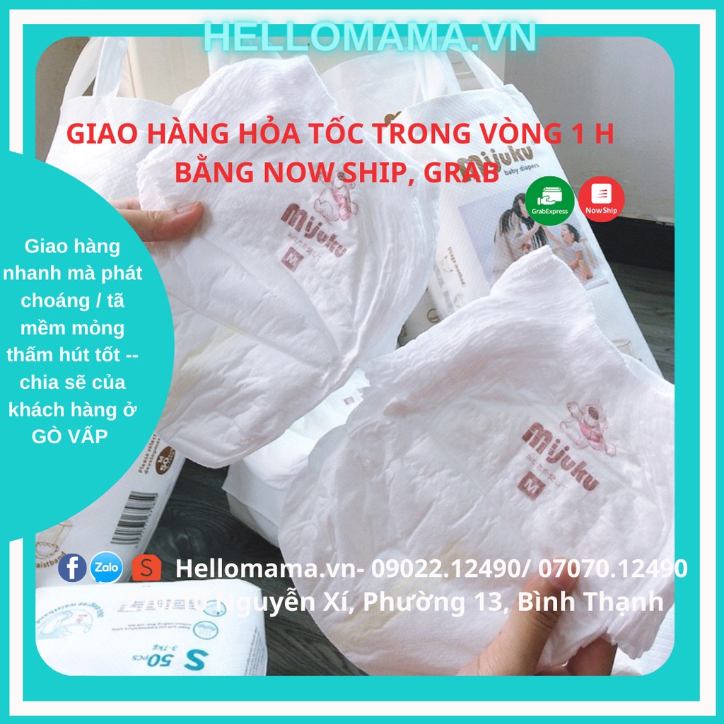 BỈM/TÃ DÁN CAO CẤP MIJUKU S50 M50 L50 Siêu Mềm Mỏng Thấm Hút Tốt và An Toàn cho Bé