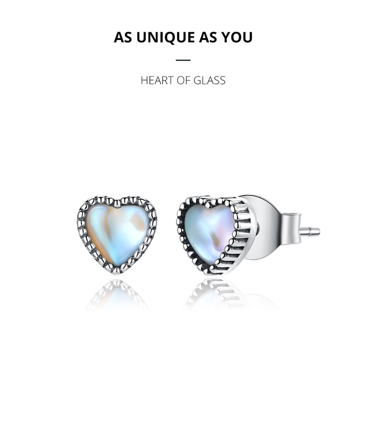 Khuyên Tai Bamoer SCE929 Bằng Bạc Sterling 925 Cao Cấp Hình Trái Tim Cho Nữ