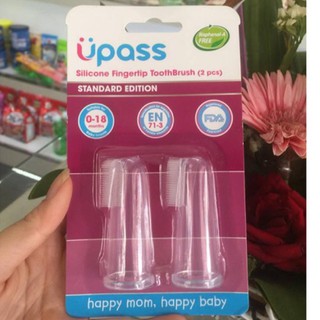 Bộ 2 bàn chải rơ lưỡi xỏ ngón silicon siêu mềm Upass Thái Lan