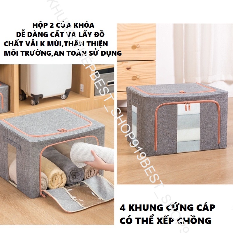 Hộp Vải Khung Thép Đựng quần áo Chăn Màn Khăn Tã Đồ Chơi Trẻ e Cao Cấp không cần tủ Loại sịn bằng vải oxford 600D