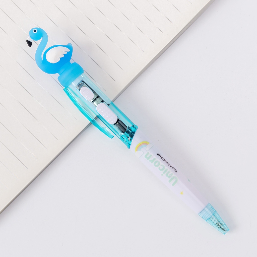Bút Bi Mực Xanh Có Đèn Dễ Thương Ngòi 0.5 mm Dùng Cho Học Tập Và Văn Phòng