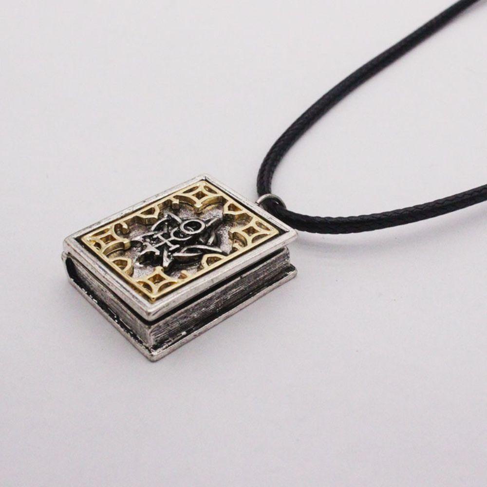 Qqmall Vòng cổ Mặt Hình Cuốn Sách Ma Thuật Gãy Đầu Lâu Phong Cách Gothic Chất Lượng Cao