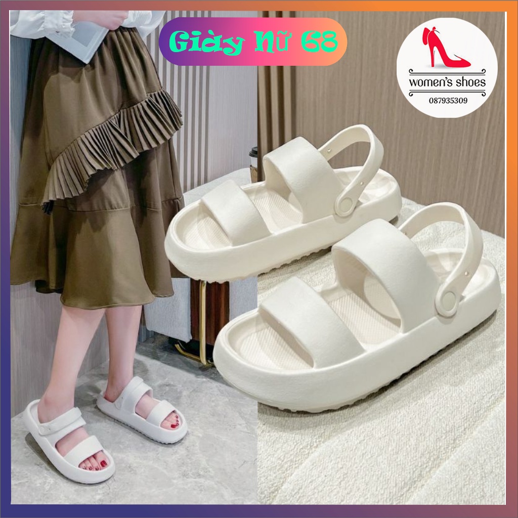 Sandal Nữ Bánh Mỳ Nhún Siêu Nhẹ 2 Màu Quai Ngang