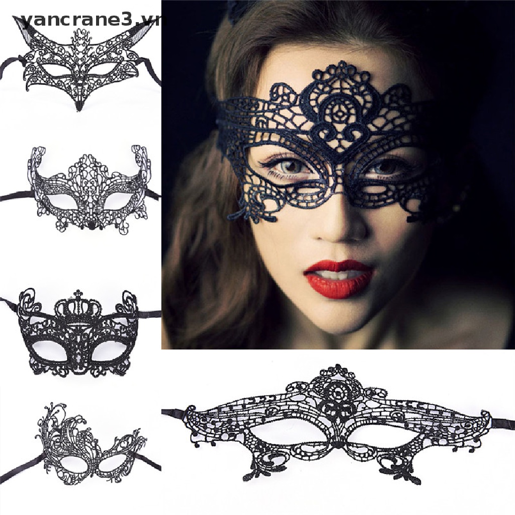 Mặt Nạ Che Mắt Màu Đen Phối Ren Hóa Trang Tiệc Dạ Hội Cho Nữ yancrane3.vn}