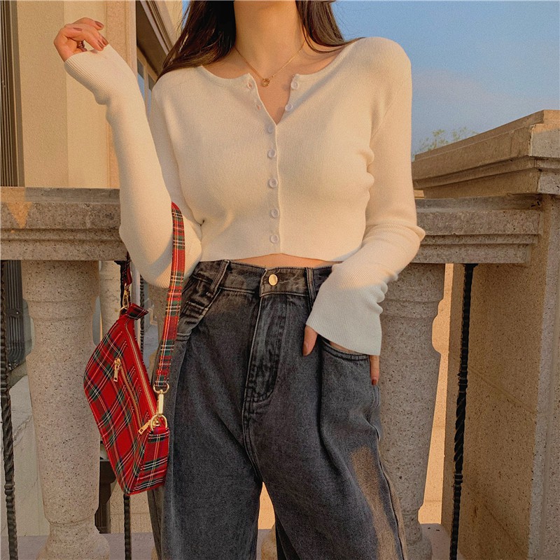 Áo croptop tay dài có clip thật