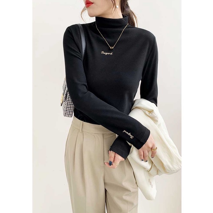 Áo thun tay dài cổ cao thiết kế đơn giản 46599