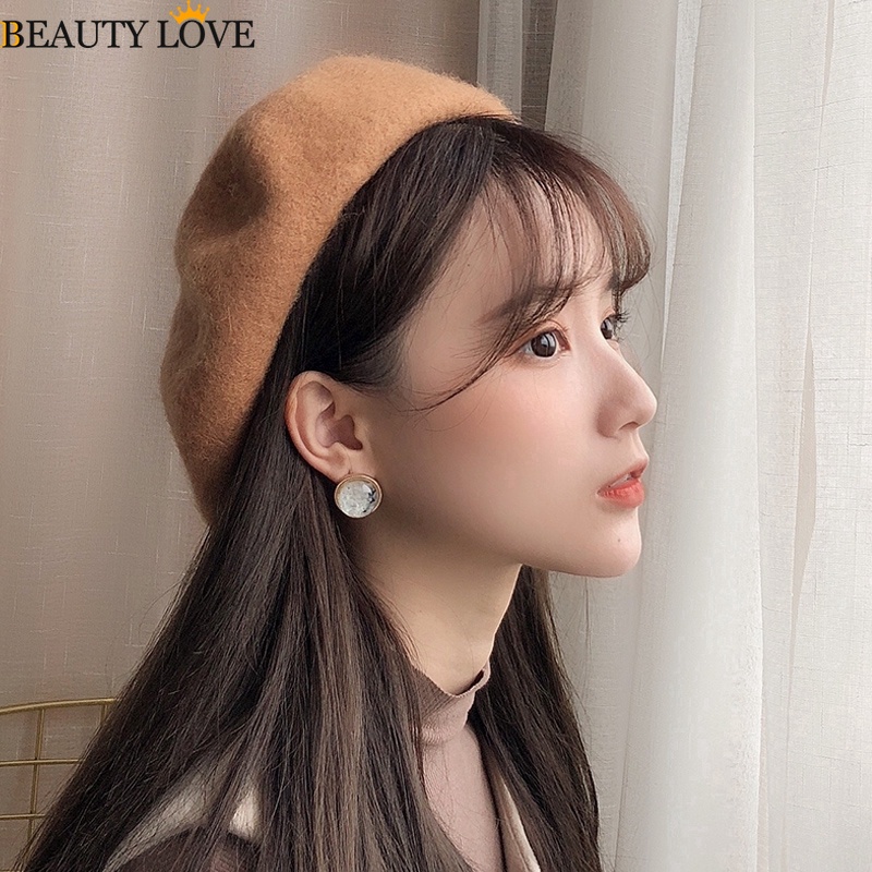 [Mới] Mũ Beret Vải Nỉ Trơn Ấm Áp Thời Trang Mùa Đông Pháp Cổ Điển (17 Màu)