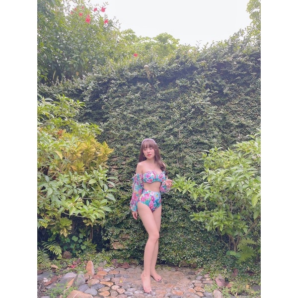 Bikini Hoa loang tay bồng [ Hàng Có Sẵn ] siêu hot hittt cạp cao che bụng dễ mặc 👙 | BigBuy360 - bigbuy360.vn